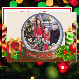 Cartão De Festividades Crianças da Família Natal Snow Globe Kids Bobo H