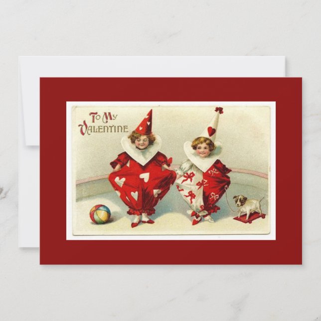 Cartão De Festividades Crianças de Dias de os namorados de safra (Frente)