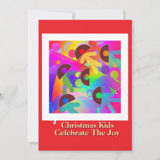 Cartão De Festividades Crianças De Natal Celebram O Vermelho Da Alegria