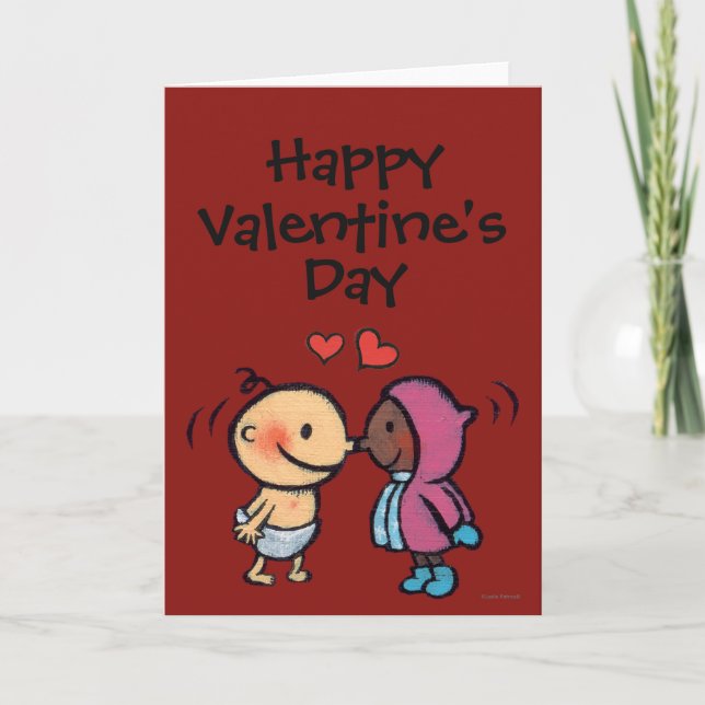 Cartão De Festividades Crianças do Nose Eskimo Amigável (Frente)