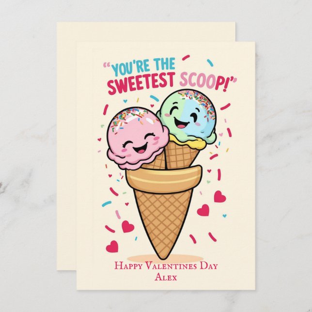 Cartão De Festividades Crianças Engraçado Dia de os namorados bonito (Frente/Verso)