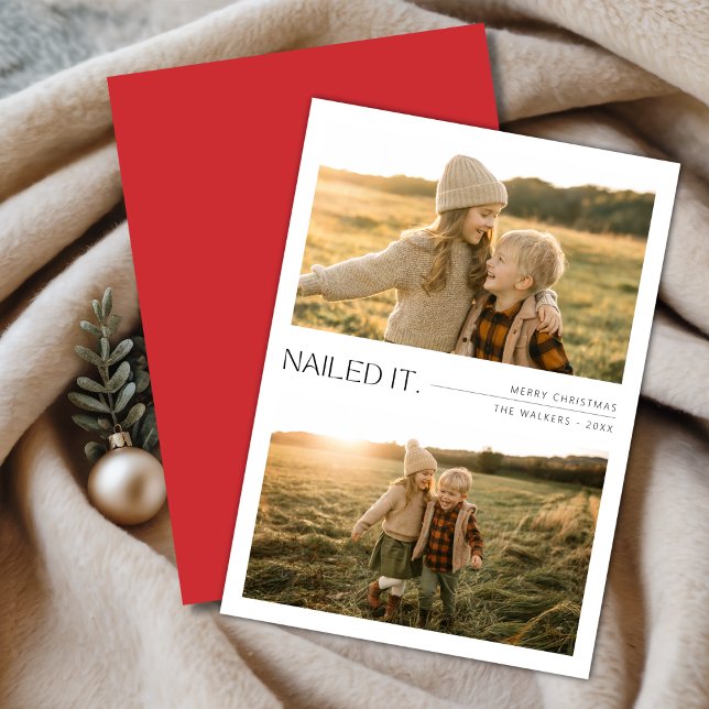 Cartão De Festividades Crianças Jogáveis De Ti 2 Foto De Natal Vermelho (Criador carregado)