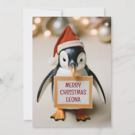Cartão De Festividades Crianças Personalizadas Pinguim Novidade Natal