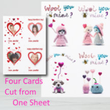 Crianças Wooly Critters 4xValentine's Day Card