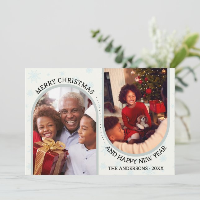 Cartão De Festividades Criar Natal de Creme de Foto em Arch Personalizado (Em pé/Frente)