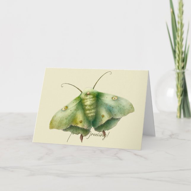 Cartão De Festividades Crie a sua fantasia verde Moth (Frente)