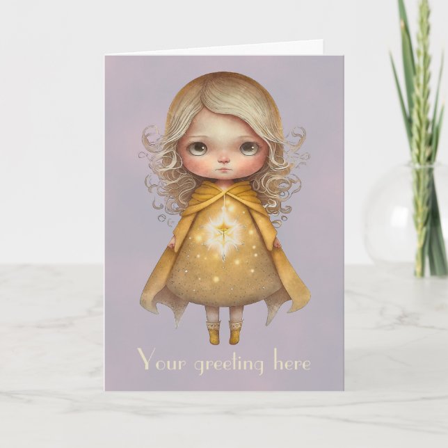 Cartão De Festividades Crie a sua moça de luz de estrelado (Frente)