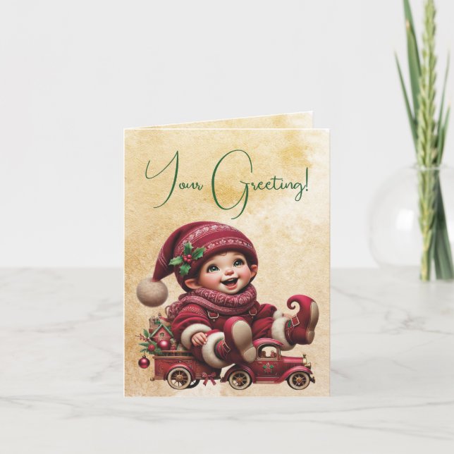 Cartão De Festividades Crie o seu estilo de vinheta Gnomo de Natal (Frente)