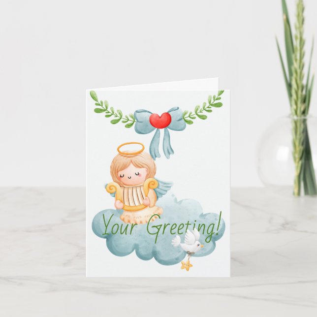 Cartão De Festividades Crie o seu natal de Angel Harp (Frente)