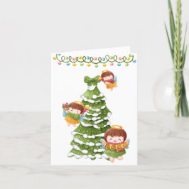 Cartão De Festividades Crie o seu próprio nó bonito anjos no Natal