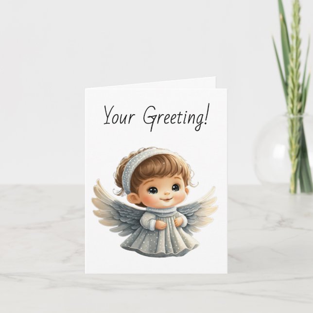 Cartão De Festividades Crie seu próprio Anjo de Natal de Garoto Bonito (Frente)