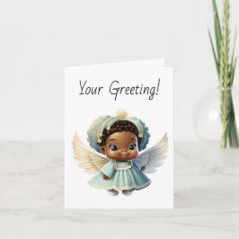 Cartão De Festividades Crie Seu Próprio Anjo de Natal Fofo Menina Negra