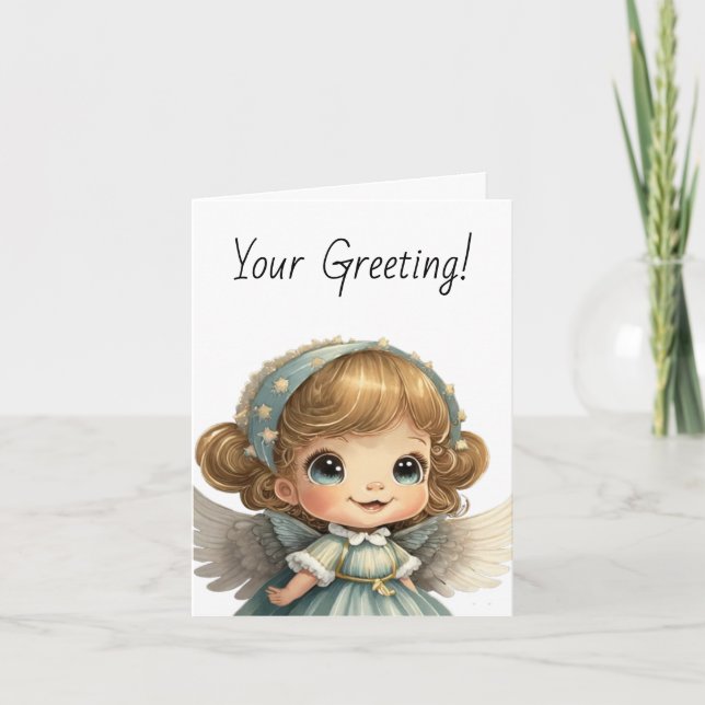 Cartão De Festividades Crie seu próprio Anjo de Natal loiro estrelado (Frente)