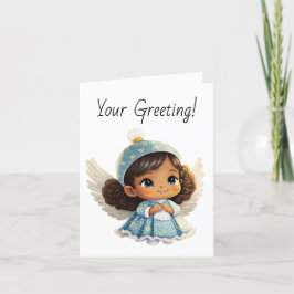 Cartão De Festividades Crie seu próprio Anjo Latim Natal Azul