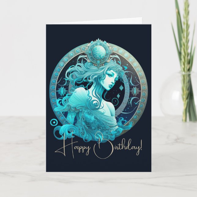 Cartão De Festividades Crie seu próprio Aquário Celestial Zodiac (Frente)