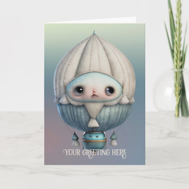 Cartão De Festividades Crie Seu Próprio Balão de Ar Quente, Cute Steampun (Frente)