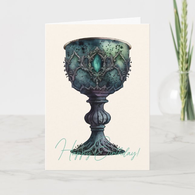 Cartão De Festividades Crie seu próprio cálice verde (Frente)
