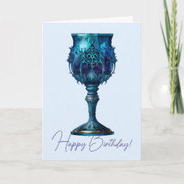 Cartão De Festividades Crie seu próprio Chalice de Pedra Azul Gótico