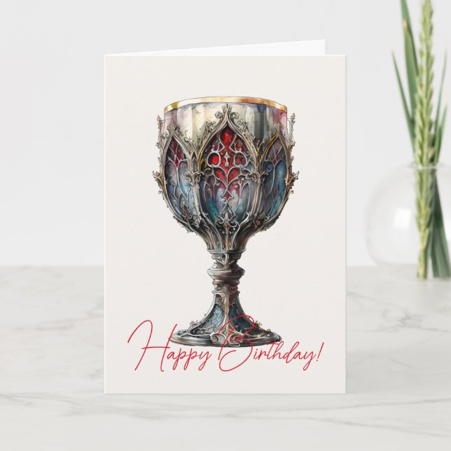 Cartão De Festividades Crie seu próprio Chalice Dourado, vermelho e azul (Frente)