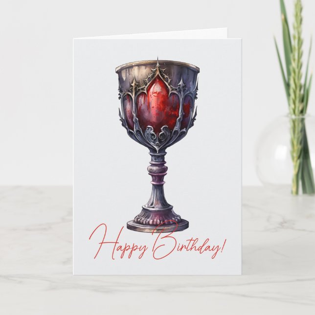 Cartão De Festividades Crie seu próprio Chalice Roxo e Vermelho (Frente)