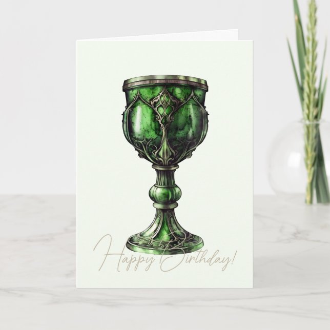 Cartão De Festividades Crie seu próprio Chalice Verde Jade (Frente)