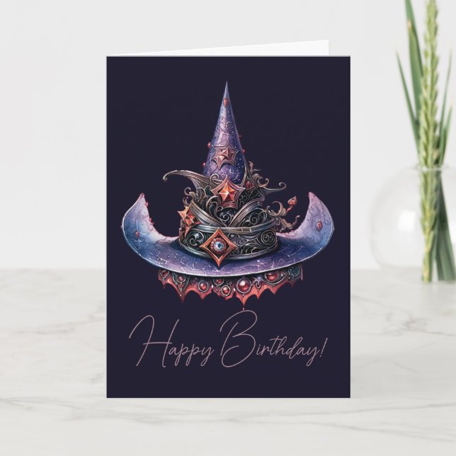 Cartão De Festividades Crie Seu Próprio Chapéu Celestial Laranja Roxo (Frente)