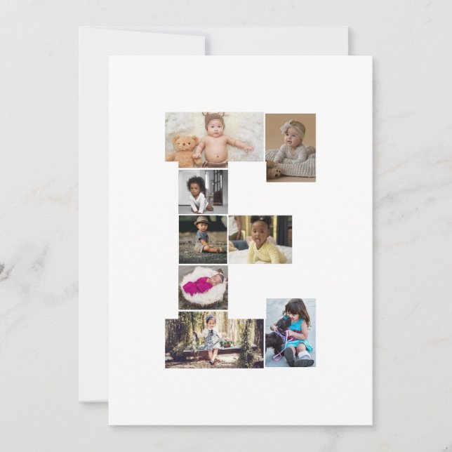 Cartão De Festividades Crie Seu Próprio Colagem de Fotos com a Letra E (Frente)
