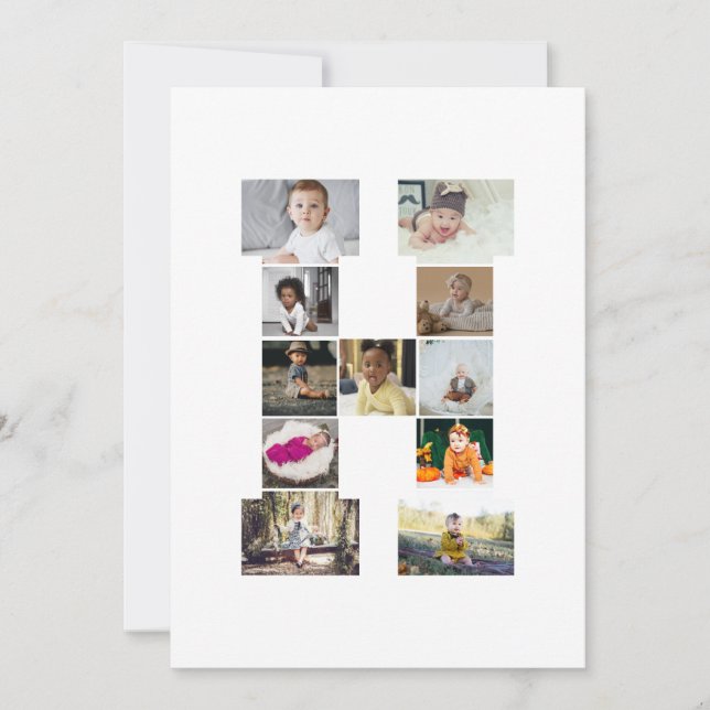 Cartão De Festividades Crie Seu Próprio Colagem de Fotos com a Letra H (Frente)