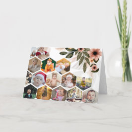 Cartão De Festividades Crie Seu Próprio Colar de Fotos Floral com 15 Foto