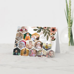 Cartão De Festividades Crie Seu Próprio Colar de Fotos Floral com 15 Foto
