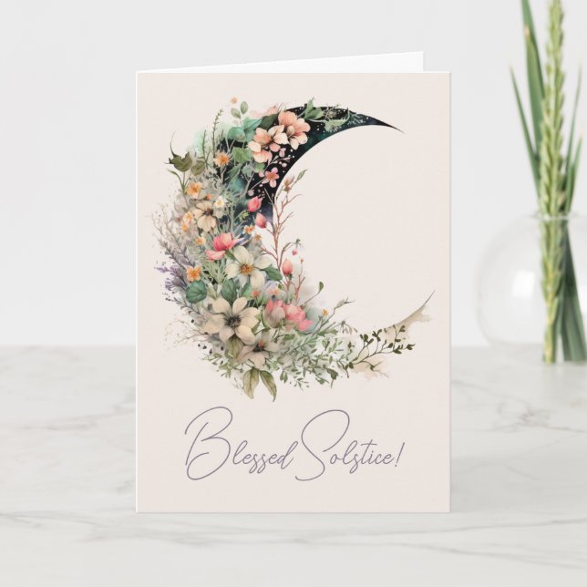 Cartão De Festividades Crie Seu Próprio Crescente da Lua Floral de Prado  (Frente)