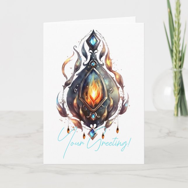 Cartão De Festividades Crie Seu Próprio Fogo Topaz Bejeweled (Frente)