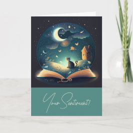 Cartão De Festividades Crie seu próprio Gato Preto Místico e Grimoire