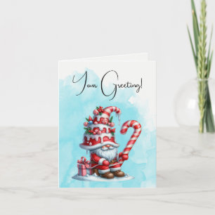 Cartão De Festividades Crie Seu Próprio Gnome de Natal de Cana-de-Açúcar 