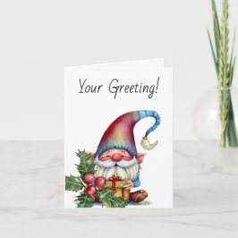 Cartão De Festividades Crie seu próprio Gnome vermelho e azul presente