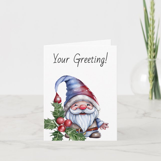 Cartão De Festividades Crie seu próprio Gnomo de Natal bonito (Frente)