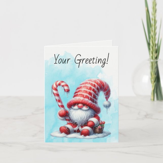 Cartão De Festividades Crie seu próprio Gnomo de Natal com hortelã-piment (Frente)