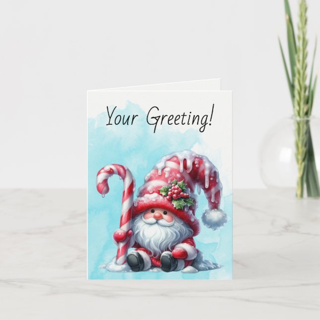 Cartão De Festividades Crie Seu Próprio Gnomo de Natal Com Pepperminta (Frente)