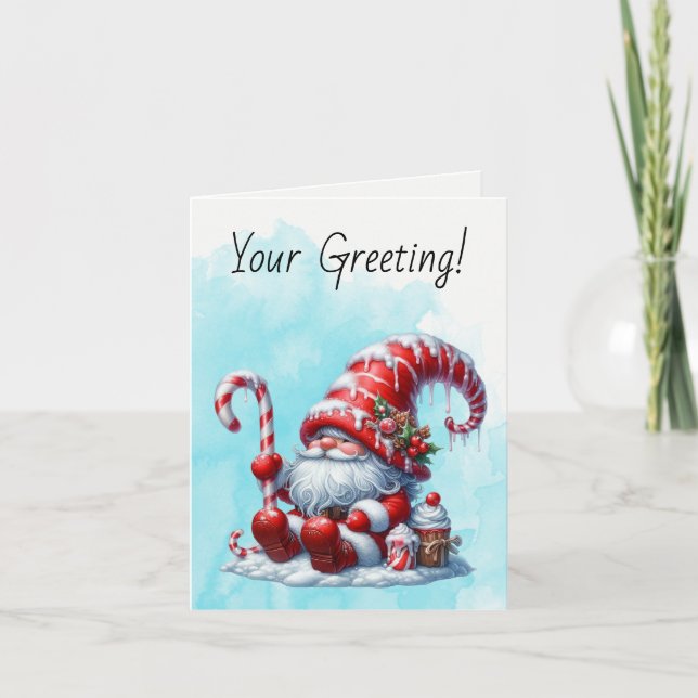 Cartão De Festividades Crie Seu Próprio Gnomo de Natal de Pepperminta Doc (Frente)