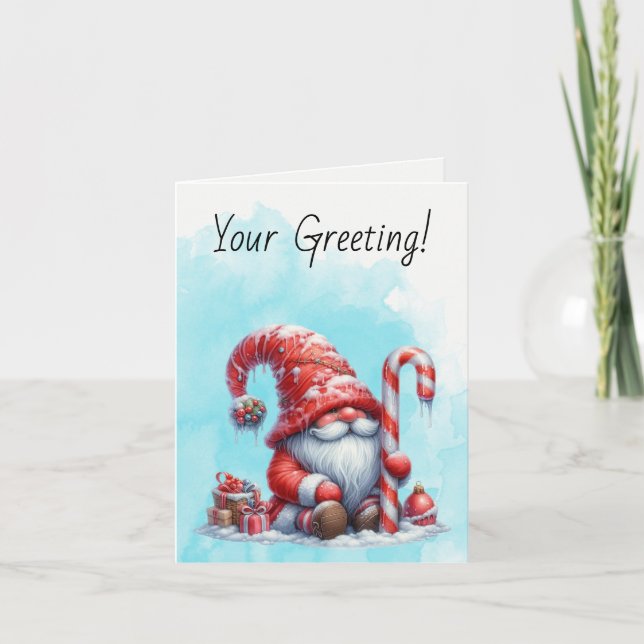 Cartão De Festividades Crie Seu Próprio Gnomo de Natal de Pepperminta Fer (Frente)