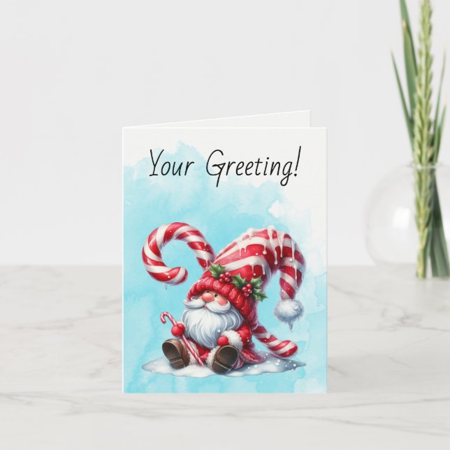 Cartão De Festividades Crie Seu Próprio Gnomo de Natal de Pepperminta Son (Frente)