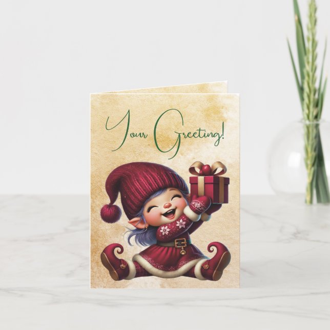 Cartão De Festividades Crie Seu Próprio Gnomo De Natal Doce (Frente)