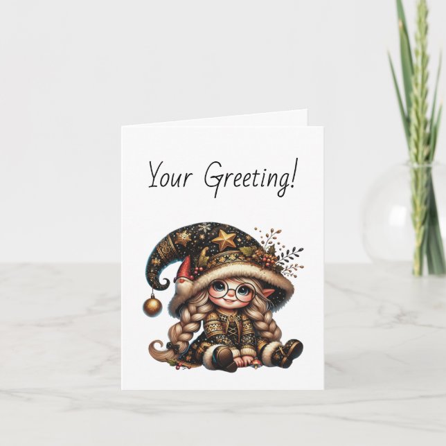 Cartão De Festividades Crie seu próprio Gnomo de Natal Mágico (Frente)