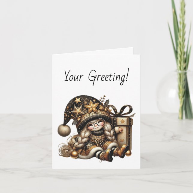 Cartão De Festividades Crie seu próprio Gnomo de Natal mágico presente (Frente)