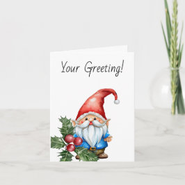 Cartão De Festividades Crie seu próprio Gnomo de Natal Vermelho e Azul