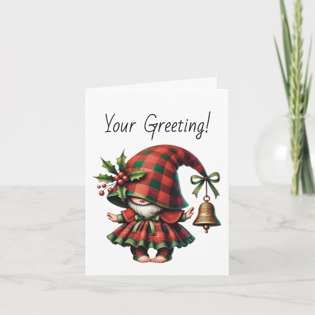 Cartão De Festividades Crie seu próprio Gnomo de Xadrez de Natal tímido (Frente)