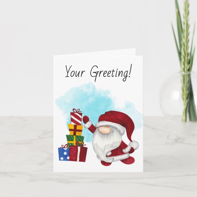 Cartão De Festividades Crie Seu Próprio Natal Apresenta Gnomos (Frente)