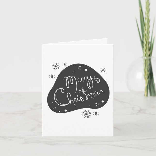 Cartão De Festividades Crie seu próprio Natal Preto e Branco (Frente)