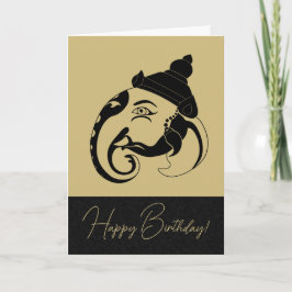 Cartão De Festividades Crie seu próprio perfil preto e Dourado Ganesh