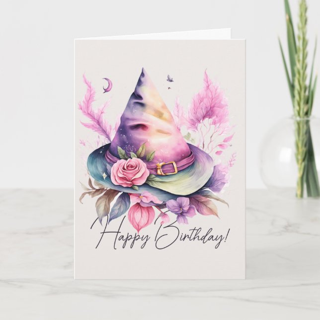 Cartão De Festividades Crie seu próprio Primavera Rainbow Witat Rosa (Frente)